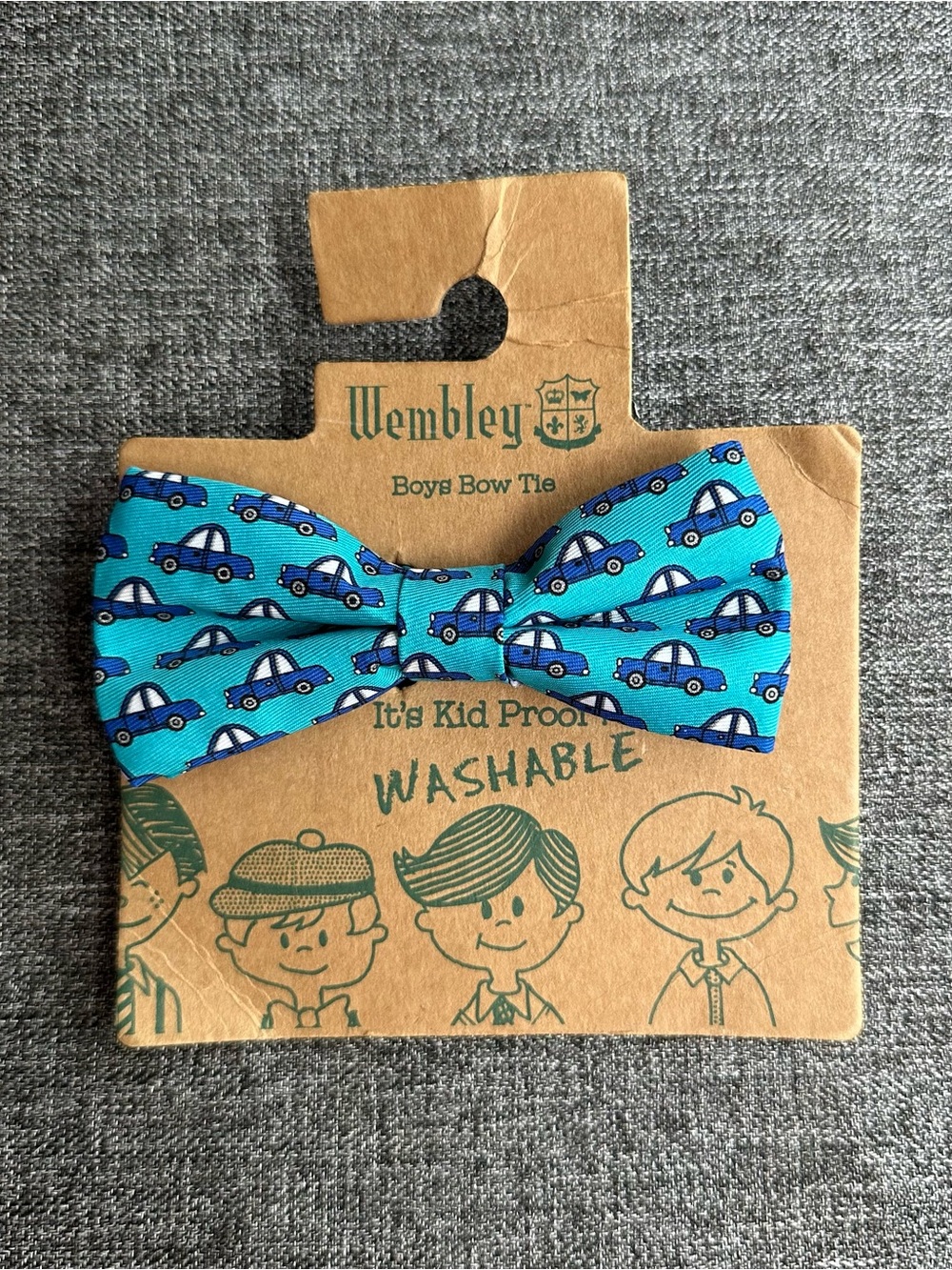 NWT Wembley Boys Bow Tie Driving Along Bowtie Blue Cars Kids